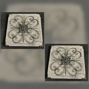 Metal Scroll Paris Theme Decor Frames 2 Piece Size -15x15 in